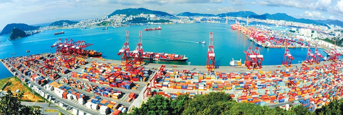 A view of Busan Harbour, the largest port in South Korea