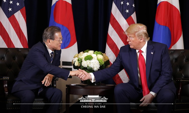 President Moon, Trump reaffirm 'ironclad alliance' in NY summit