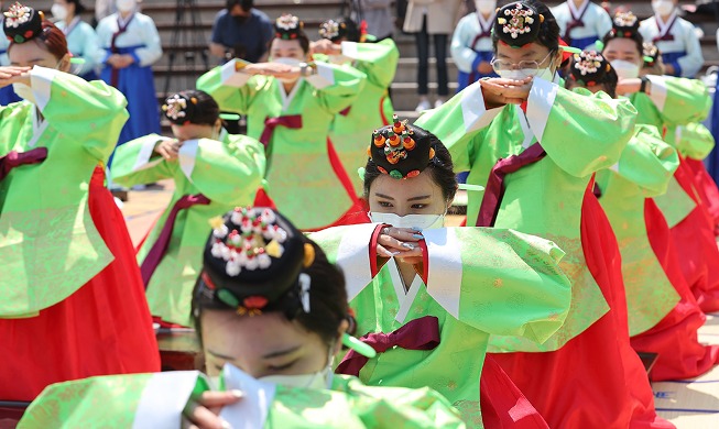 Reenactment of traditional ceremony for Coming of Age Day