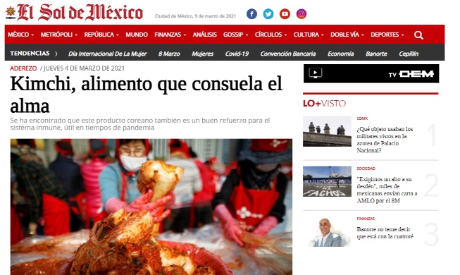 Latin American dailies shine spotlight on kimchi