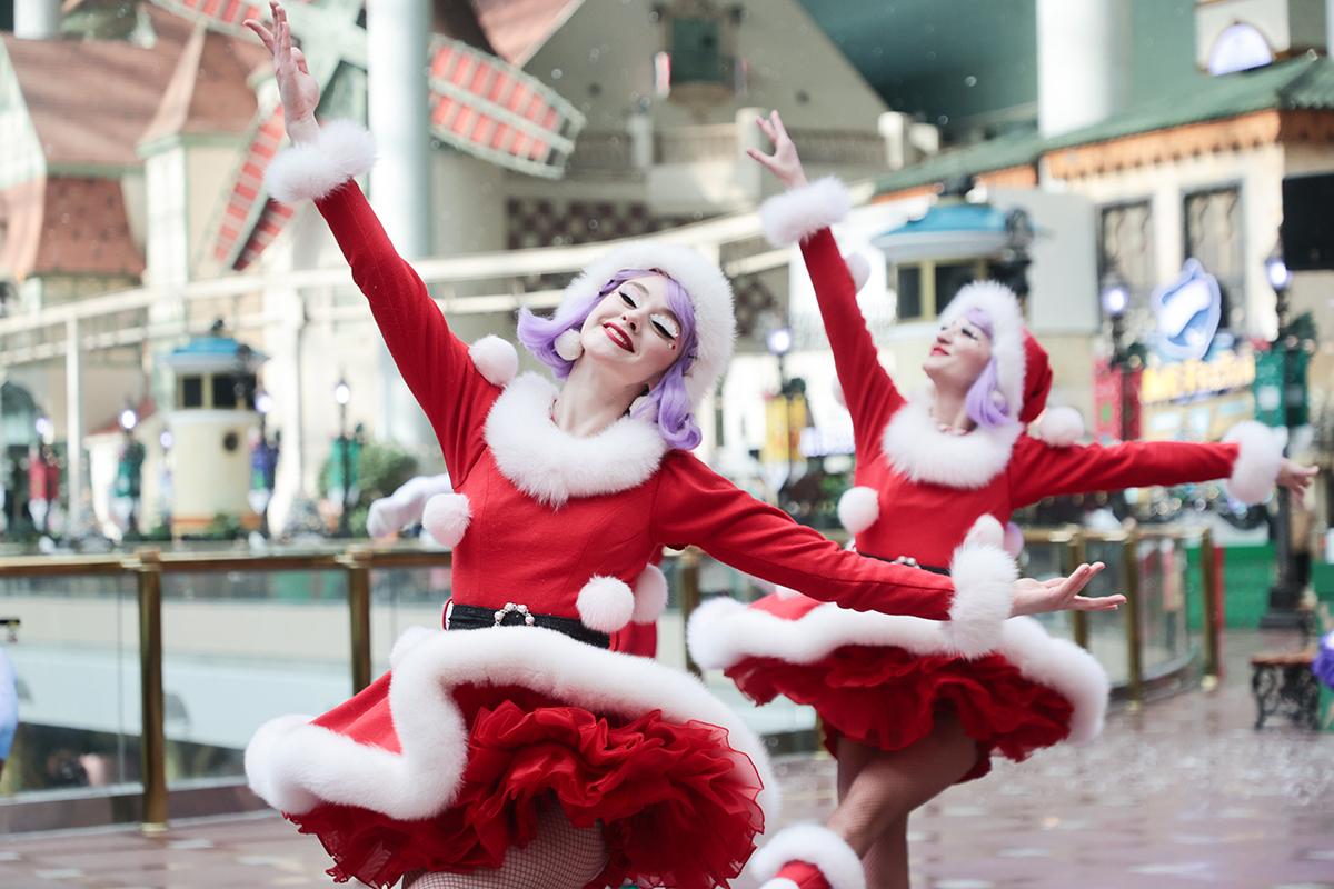 Performers on Dec. 11 put on a Christmas parade at the seasonal event 